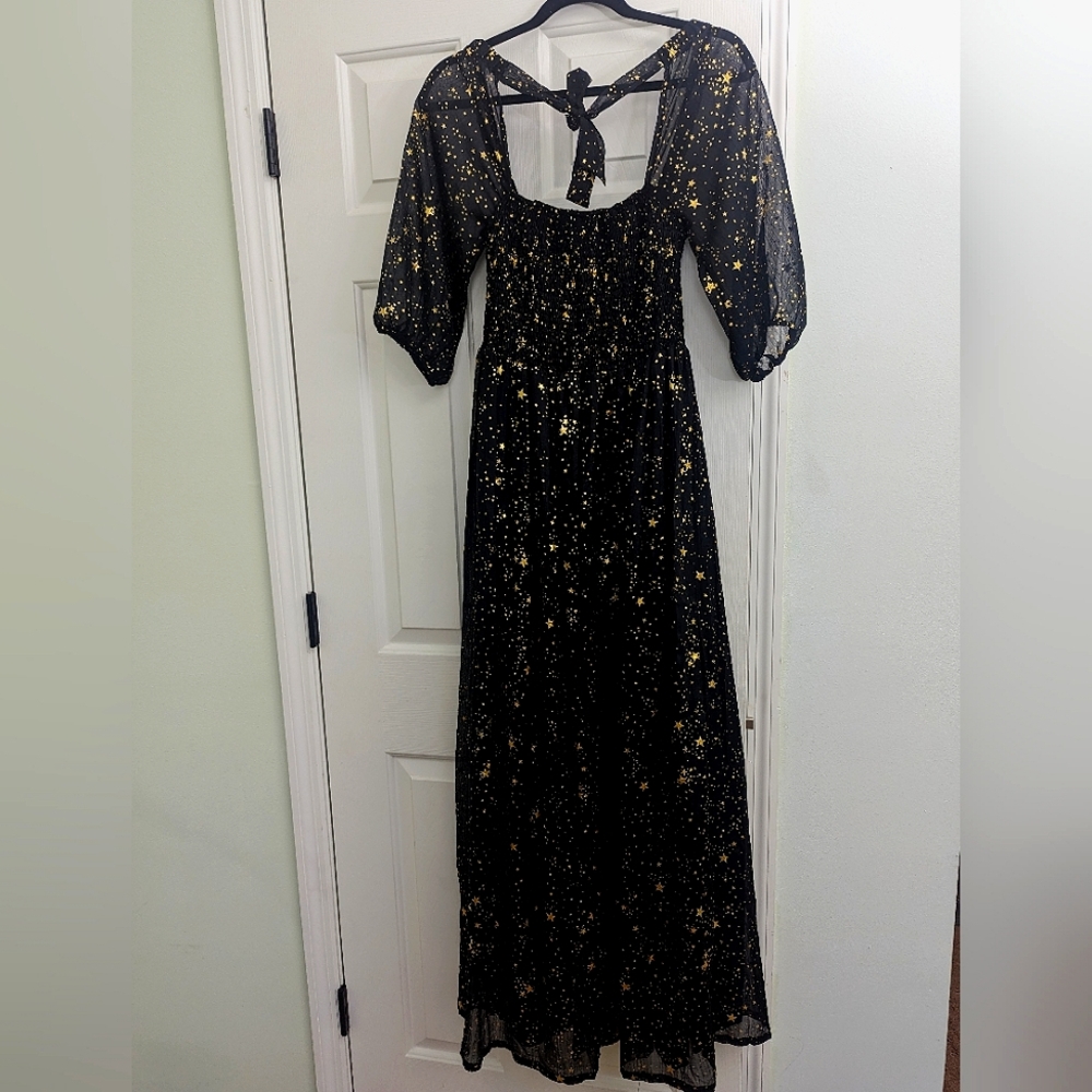 Nasty Gal NWT Metallic Star Maxi Slit Dress